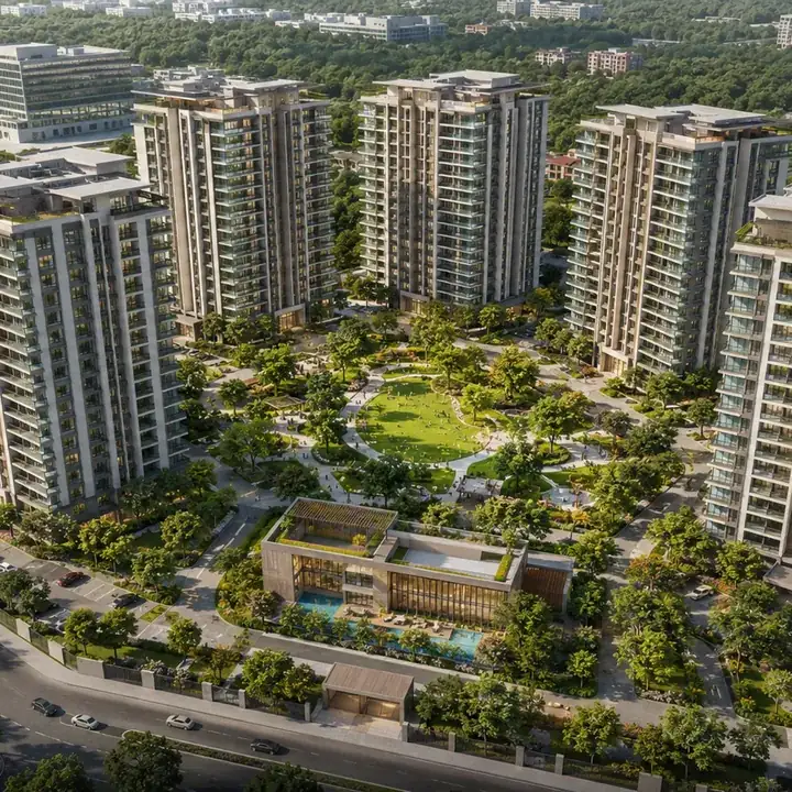 Casagrand Sunside aerial view of off Sarjapur Road in Sompura, East Bengaluru
