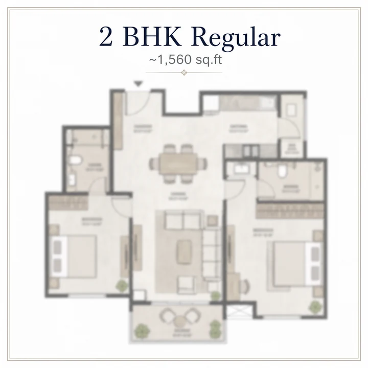 Casagrand Sunside 2 BHK Regular floor plan layout Casagrand Sunside 2 BHK Regular floor plan layout
