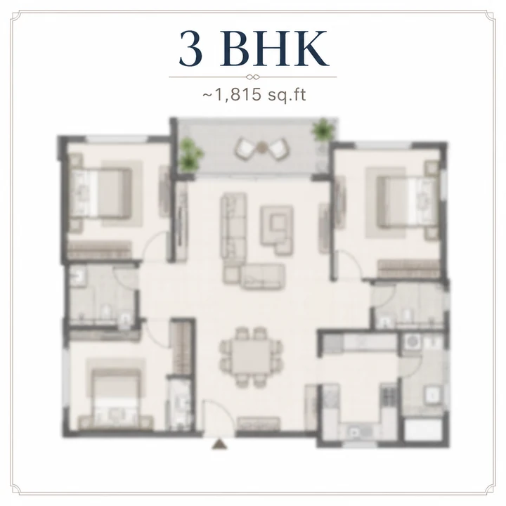 Casagrand Sunside 3 BHK floor plan layout Casagrand Sunside 3 BHK floor plan layout