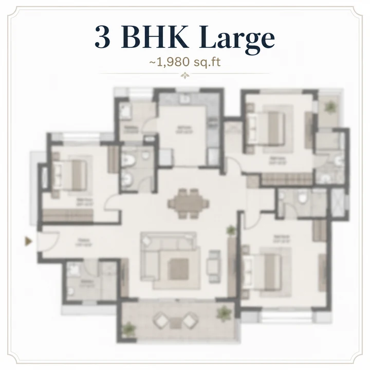Casagrand Sunside 3 BHK Large floor plan layout Casagrand Sunside 3 BHK Large floor plan layout